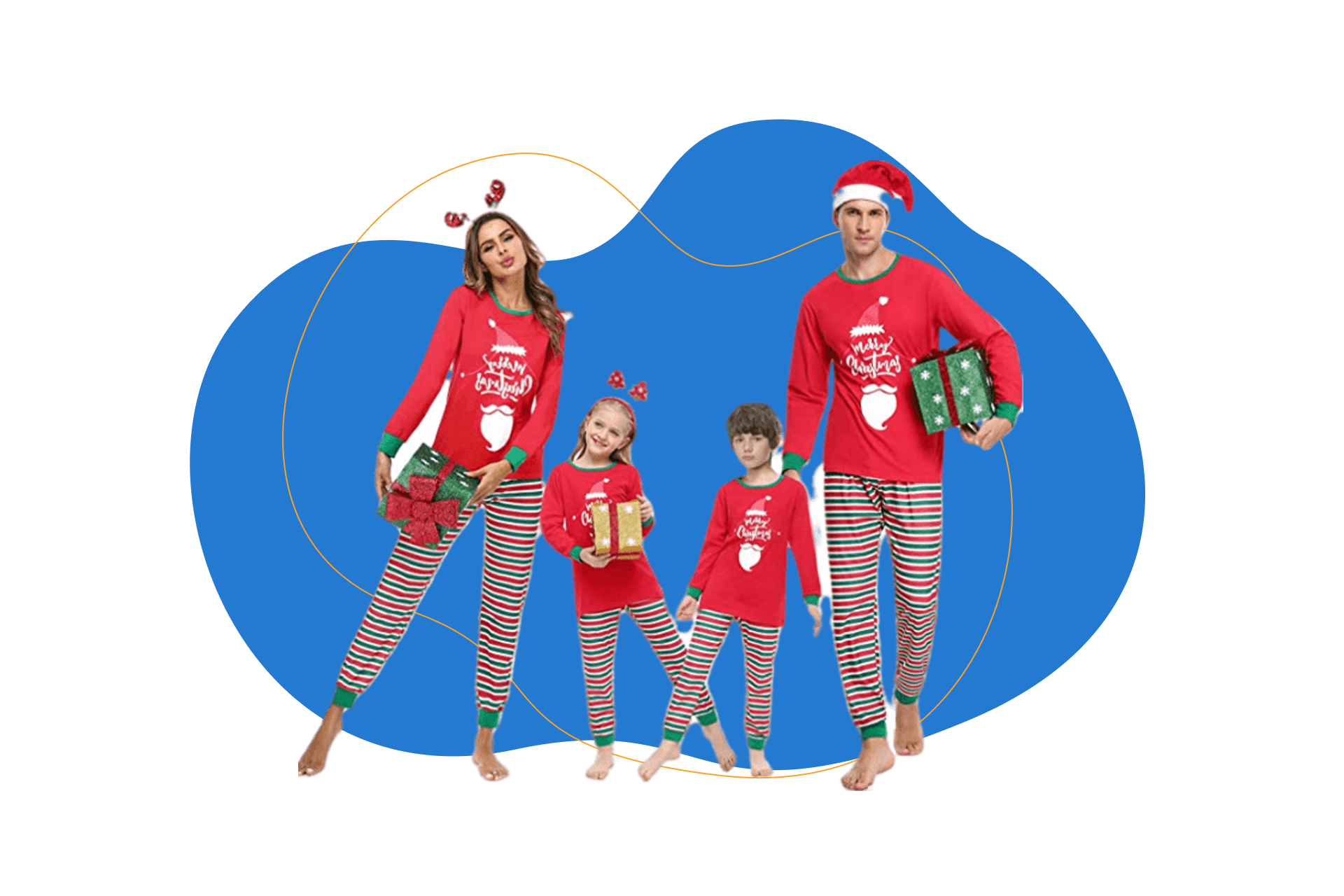 Irevial Pijamas de Navidad Familia Conjunto