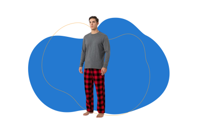 Pijama de hombre de invierno con camiseta de algodón y pantalón de franela a cuadros