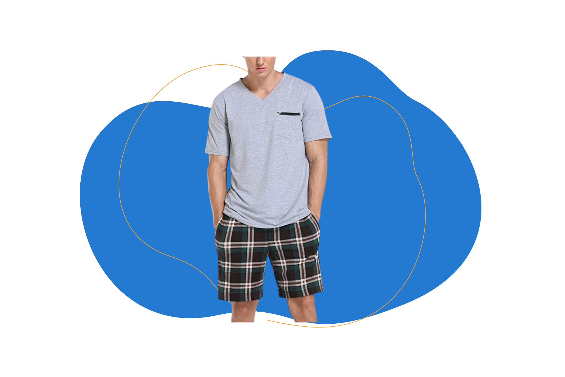 Pijama de hombre de verano de corte clásico