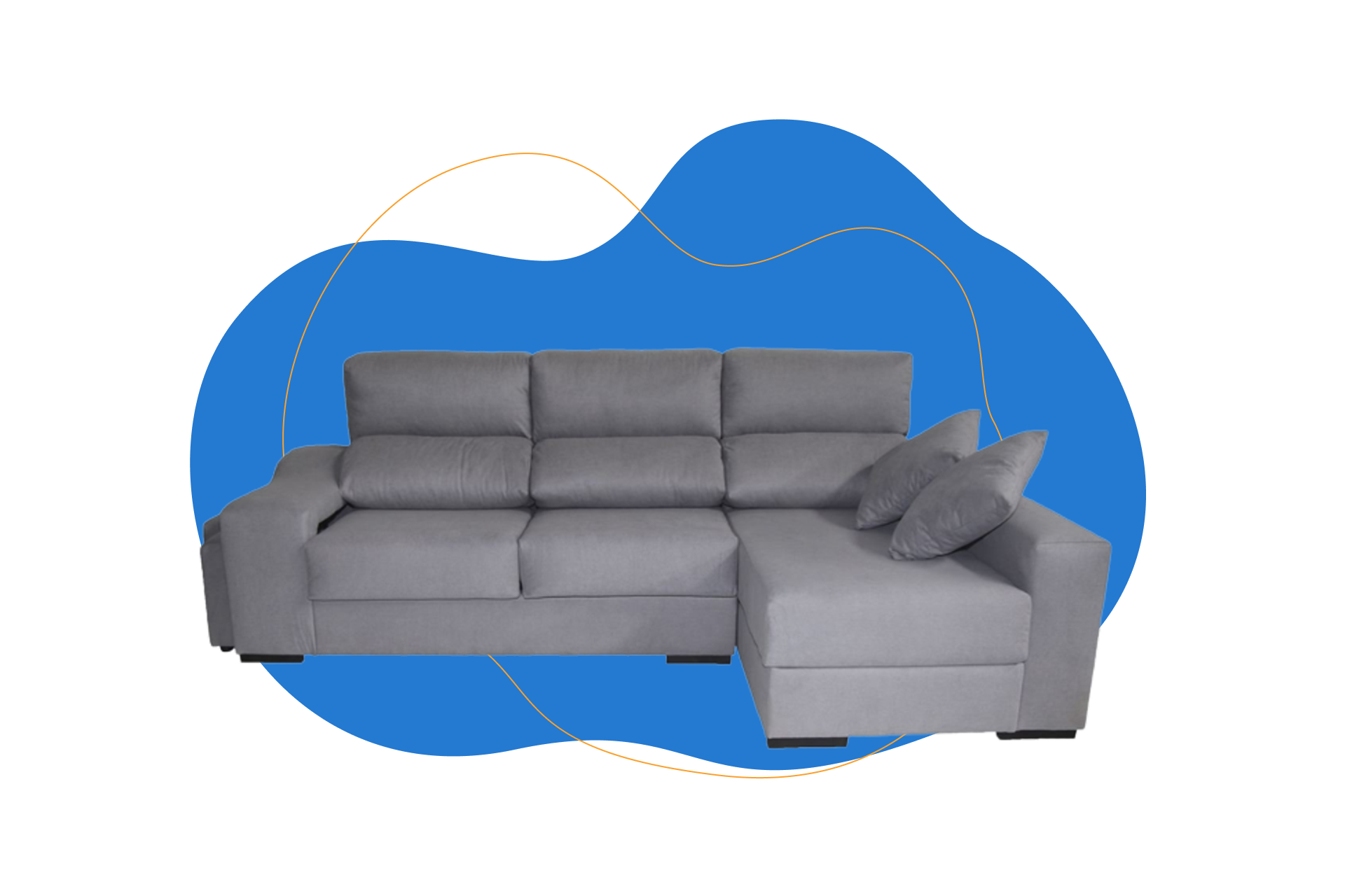 Sofá LUCIA Conforama Chaise longue derecha con 2 puffs