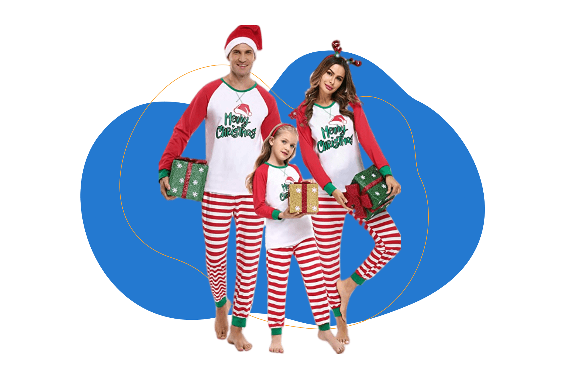 iClosam Pijamas Navidad Familia Rayas