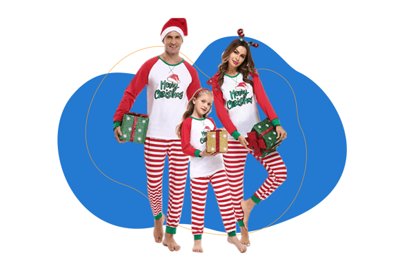 iClosam Pijamas Navidad Familia Rayas