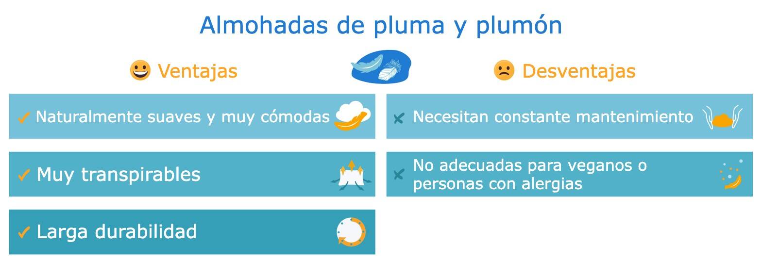 almohada de pluma o plumón
